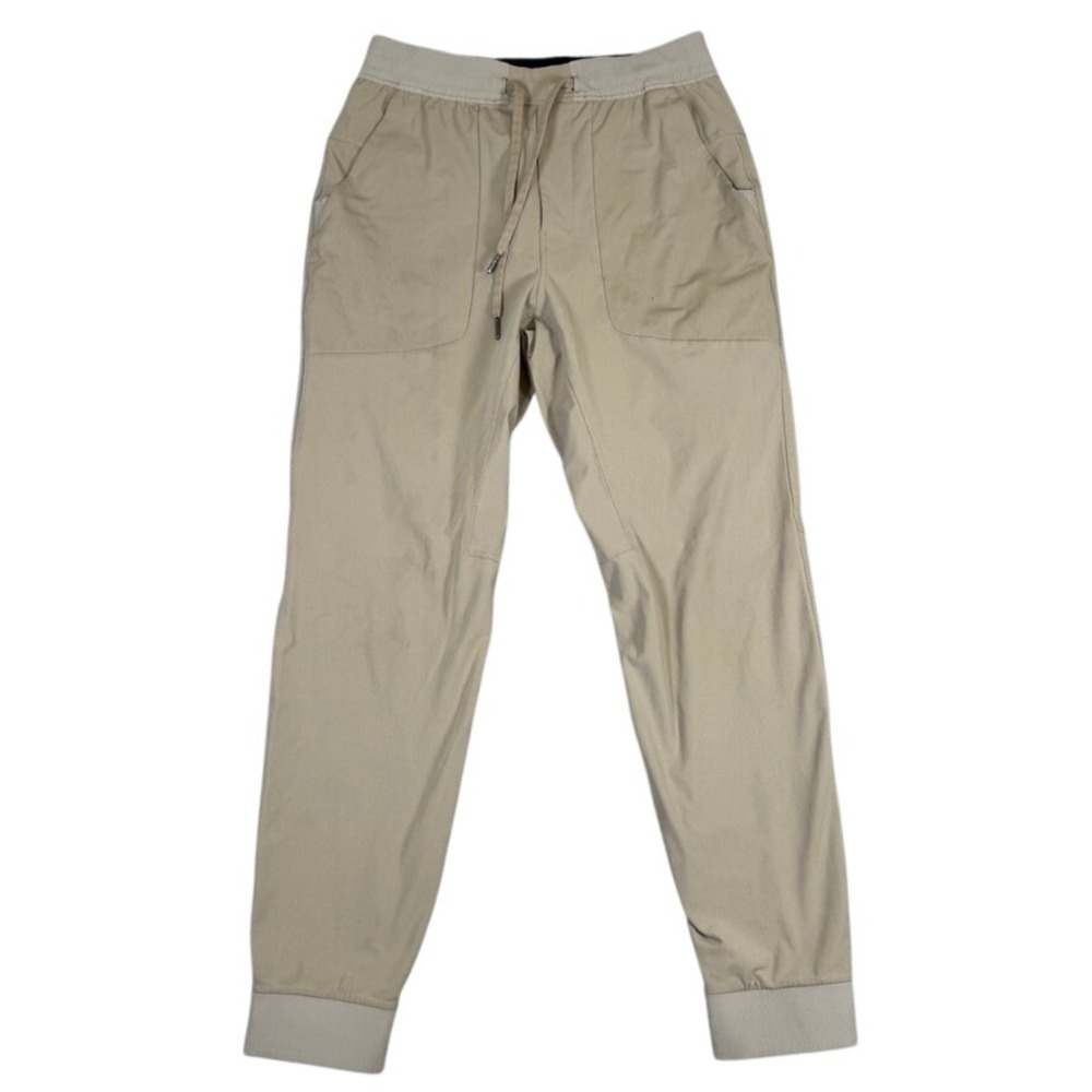 Lululemon Tan Khaki Jogger Pants Mens M Elastic Waist Drawstring Zipper Pocket